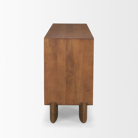 Jonan Medium Brown Wood w/ Dark Aged Brass 2 Door 3 Drawer Sideboard from Mercana - Luna Furniture