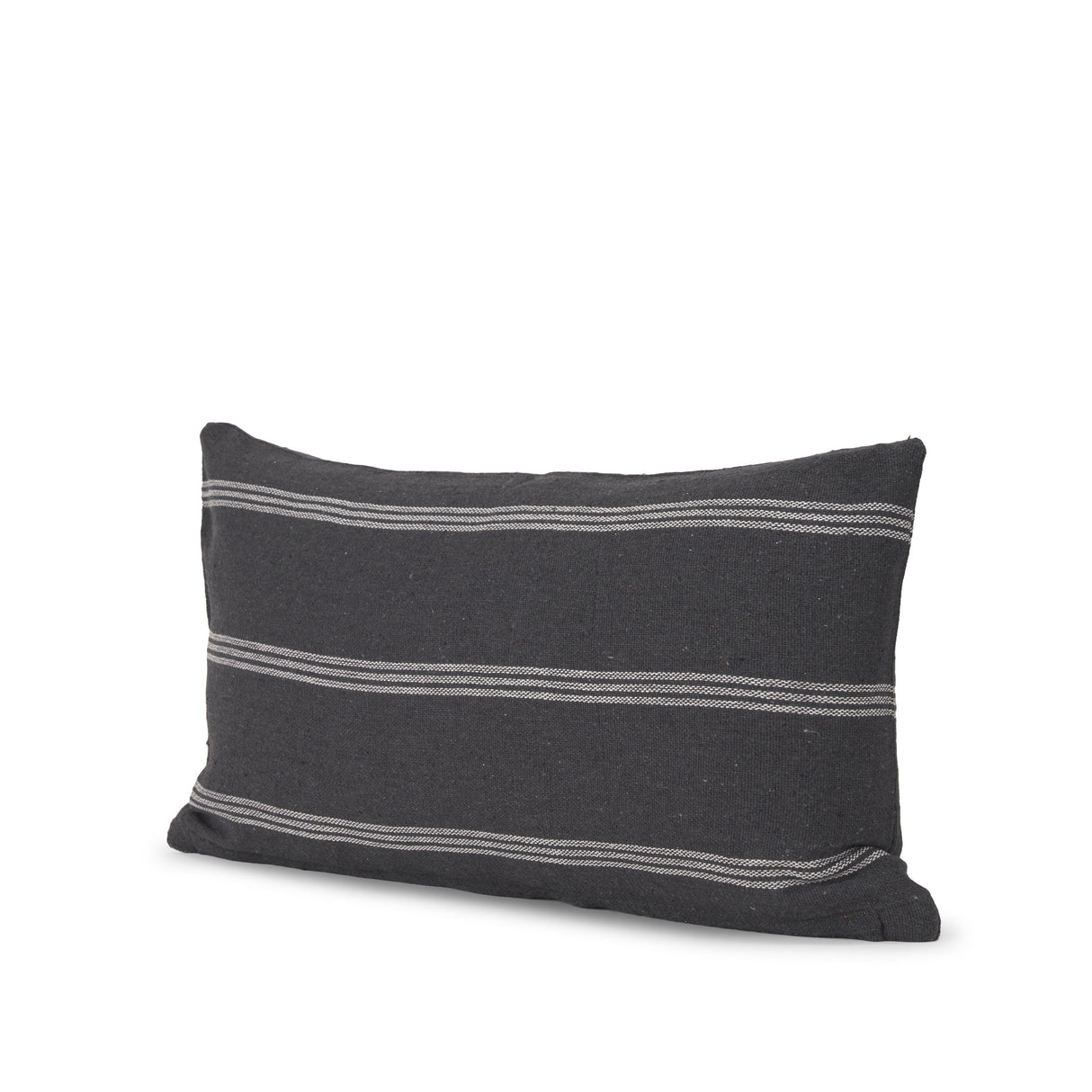 Jayme Gray and White Striped Cotton Decorative Lumbar Pillow Cover from Mercana - Luna Furniture