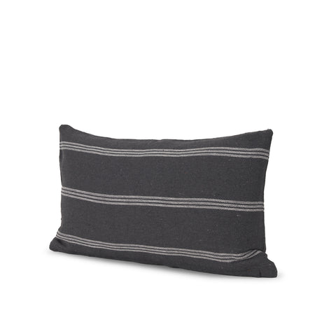 Jayme Gray and White Striped Cotton Decorative Lumbar Pillow Cover from Mercana - Luna Furniture