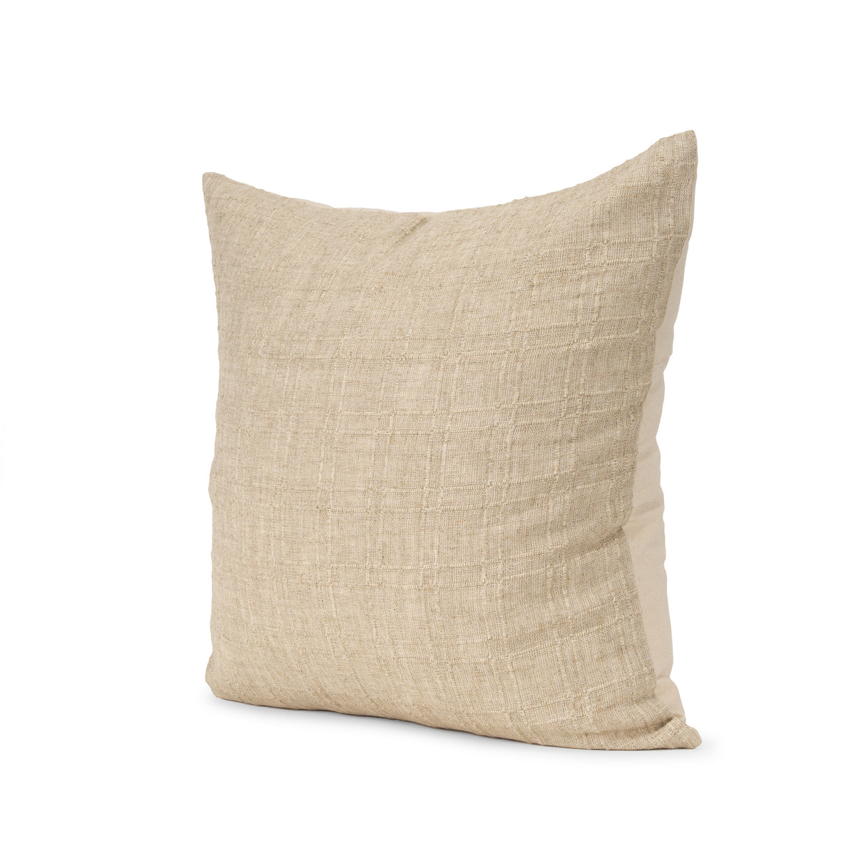 Jeren Beige Checker Textured Cotton-Linen Decorative Square Pillow Cover from Mercana - Luna Furniture