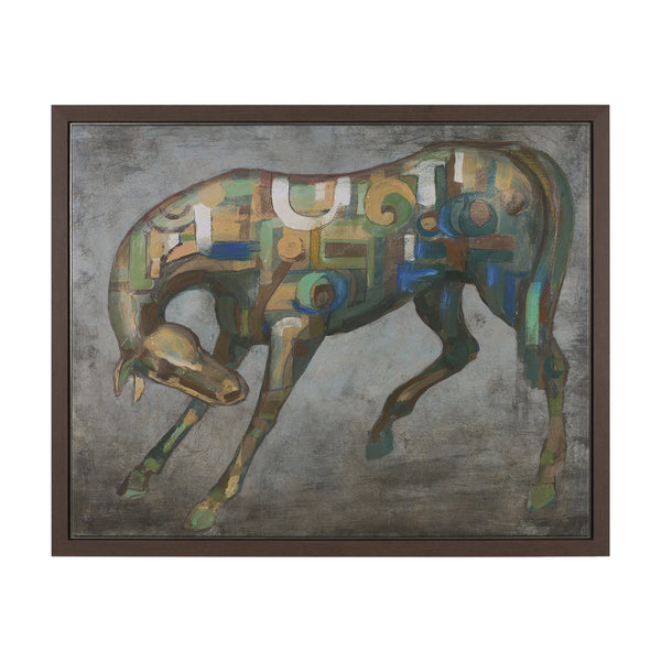 Mosaic Horse I by Mercana Studio a Hand Embellished Textured Framed Canvas