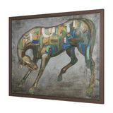Mosaic Horse I by Mercana Studio a Hand Embellished Textured Framed Canvas from Mercana - Luna Furniture