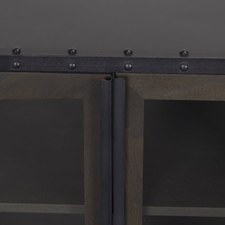 Gehry I 62.3x16.5 Black Metal Frame w/Wood Accent 4 Cabinet Door Two Drawer Sideboard from Mercana - Luna Furniture
