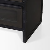 Gehry I 62.3x16.5 Black Metal Frame w/Wood Accent 4 Cabinet Door Two Drawer Sideboard from Mercana - Luna Furniture