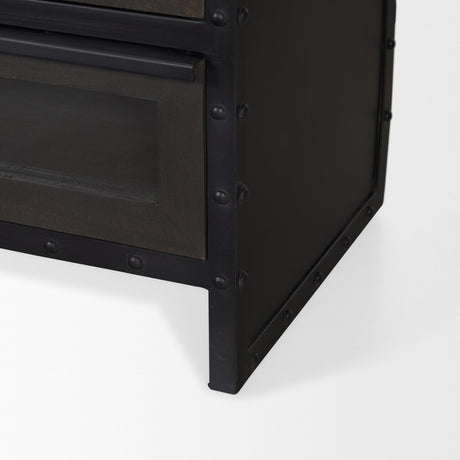 Gehry I 62.3x16.5 Black Metal Frame w/Wood Accent 4 Cabinet Door Two Drawer Sideboard from Mercana - Luna Furniture