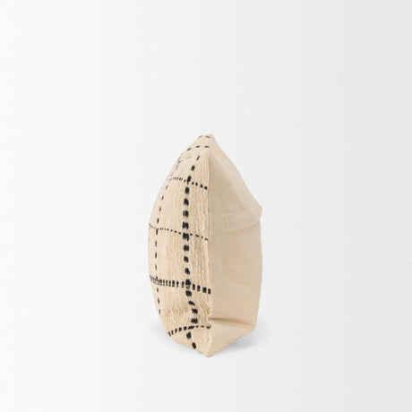 Jaela Beige and Black Striped Checkered Decorative Lumbar Pillow Cover from Mercana - Luna Furniture