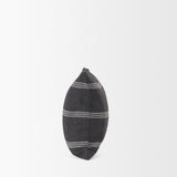 Jayme Gray and White Striped Cotton Decorative Lumbar Pillow Cover from Mercana - Luna Furniture