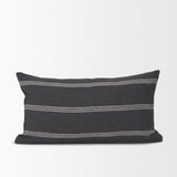 Jayme Gray and White Striped Cotton Decorative Lumbar Pillow Cover from Mercana - Luna Furniture