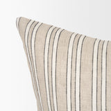 Jaxon Beige and Black Striped Cotton-Linen Decorative Square Pillow Cover from Mercana - Luna Furniture