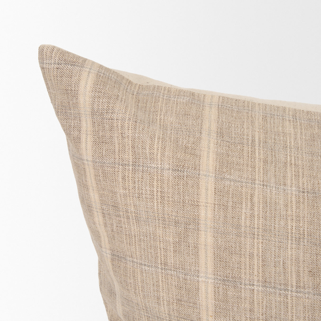 Jensen Beige and Gray Plaid Cotton-Linen Decorative Square Pillow Cover from Mercana - Luna Furniture
