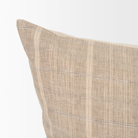 Jensen Beige and Gray Plaid Cotton-Linen Decorative Square Pillow Cover from Mercana - Luna Furniture