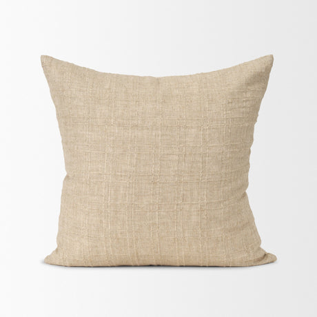 Jeren Beige Checker Textured Cotton-Linen Decorative Square Pillow Cover from Mercana - Luna Furniture