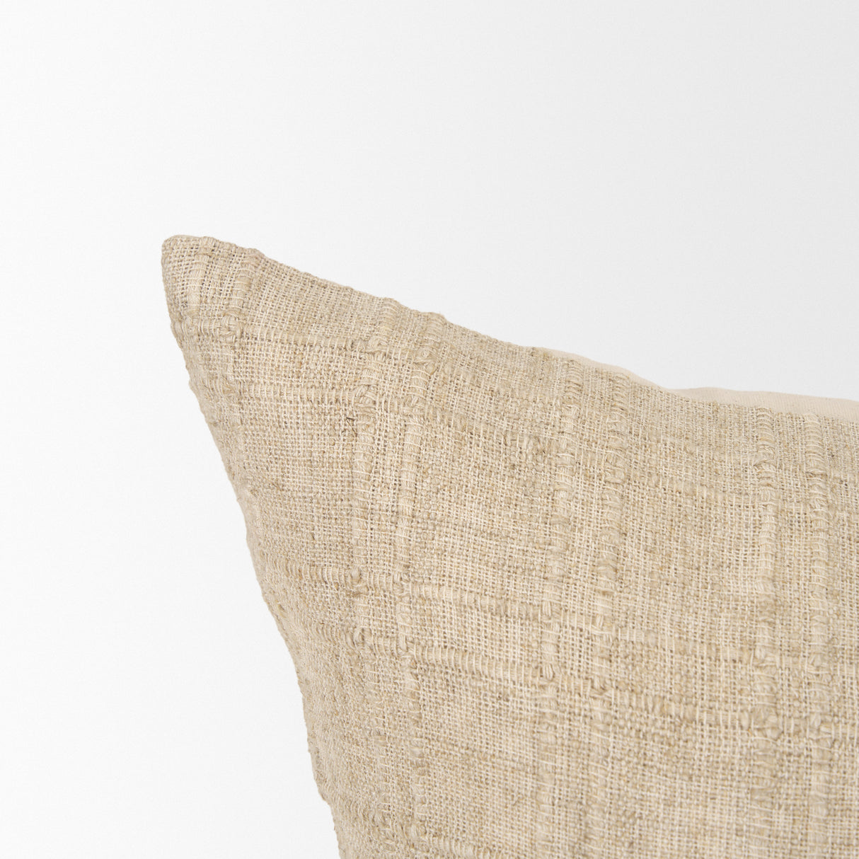 Jeren Beige Checker Textured Cotton-Linen Decorative Square Pillow Cover from Mercana - Luna Furniture