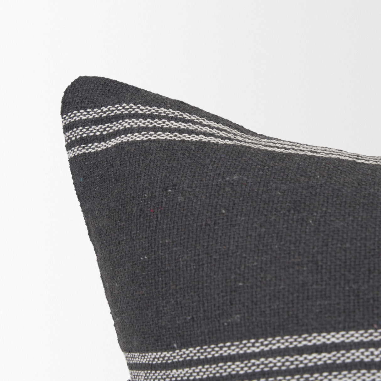 Jayme Gray and White Striped Cotton Decorative Lumbar Pillow Cover from Mercana - Luna Furniture