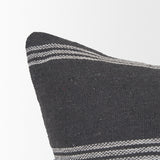 Jayme Gray and White Striped Cotton Decorative Lumbar Pillow Cover from Mercana - Luna Furniture