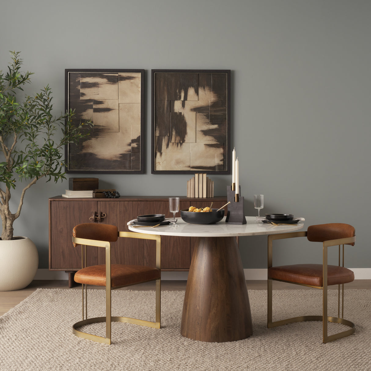 Polli Matte Black w/ Brushed Gold Metal Taper Candleholders (Set of 2) from Mercana - Luna Furniture