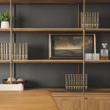 Baron 4-Door Light Brown Wood w/ Gunmetal Open Shelving Unit from Mercana - Luna Furniture