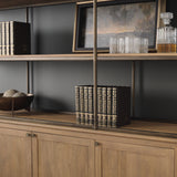 Baron 4-Door Light Brown Wood w/ Gunmetal Open Shelving Unit from Mercana - Luna Furniture
