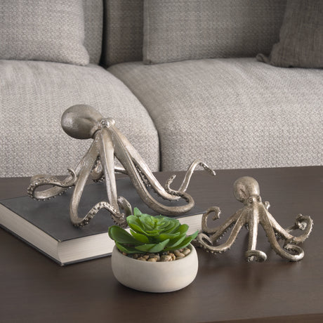 Strafford Medium 13L x 7W Silver Resin Octopus from Mercana - Luna Furniture