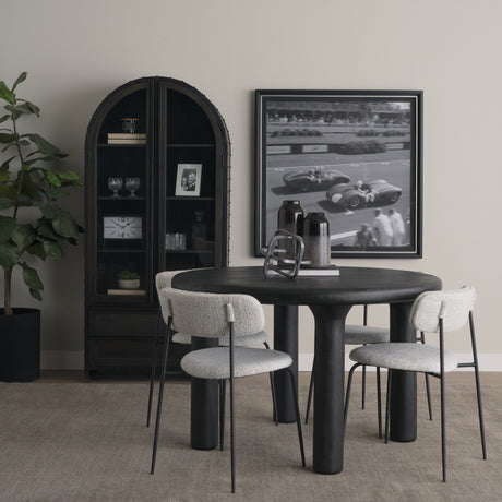 Gehry 72.3" H Dark Brown Metal Brown Wood and Glass Door Display Cabinet from Mercana - Luna Furniture