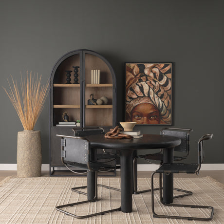 Soma Textured Black Mango Wood Round Dining Table from Mercana - Luna Furniture