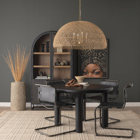 Thad 4-Light Natural Woven Rattan Dome Chandelier from Mercana - Luna Furniture