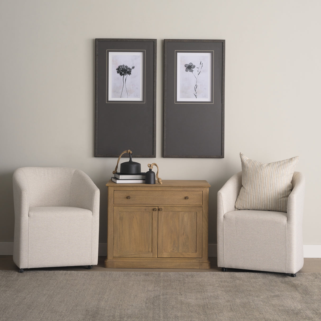 Baron Light Brown Solid Wood w/ Gunmetal Knobs 2-Door Accent Cabinet from Mercana - Luna Furniture