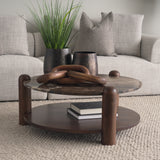 Jovia Brown Mango Wood W/ Cappuccino Marble Round Coffee Table from Mercana - Luna Furniture