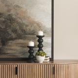 Wanda Matte Black Wood Pillar Candle Holders (Set of 2) from Mercana - Luna Furniture