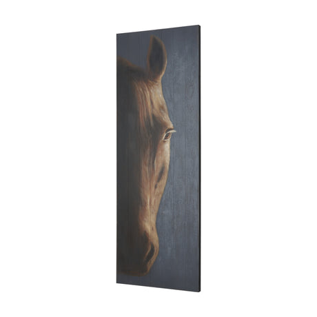 Hennessy 24x68 Brown Horse Original Hand Painted on Wood Oil Painting from Mercana - Luna Furniture