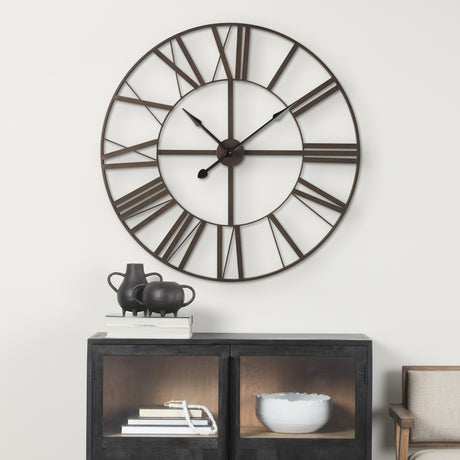 Pender 40.0L x 2.4W x 40.0H Black Iron Round Wall Clock from Mercana - Luna Furniture