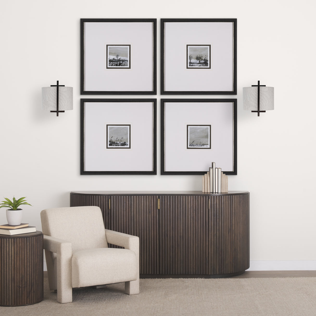 Smithe I 9x13 Black Toned Metal Cream Lampshade Wall Sconce from Mercana - Luna Furniture