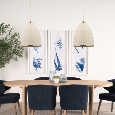 Saliha Cane w/ Brass Metal Pendant Light from Mercana - Luna Furniture