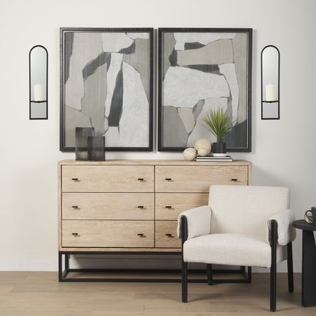 Evianna 7L x 7W x 25H Mirrored W/Black Metal Frame Wall Candle Holder from Mercana - Luna Furniture