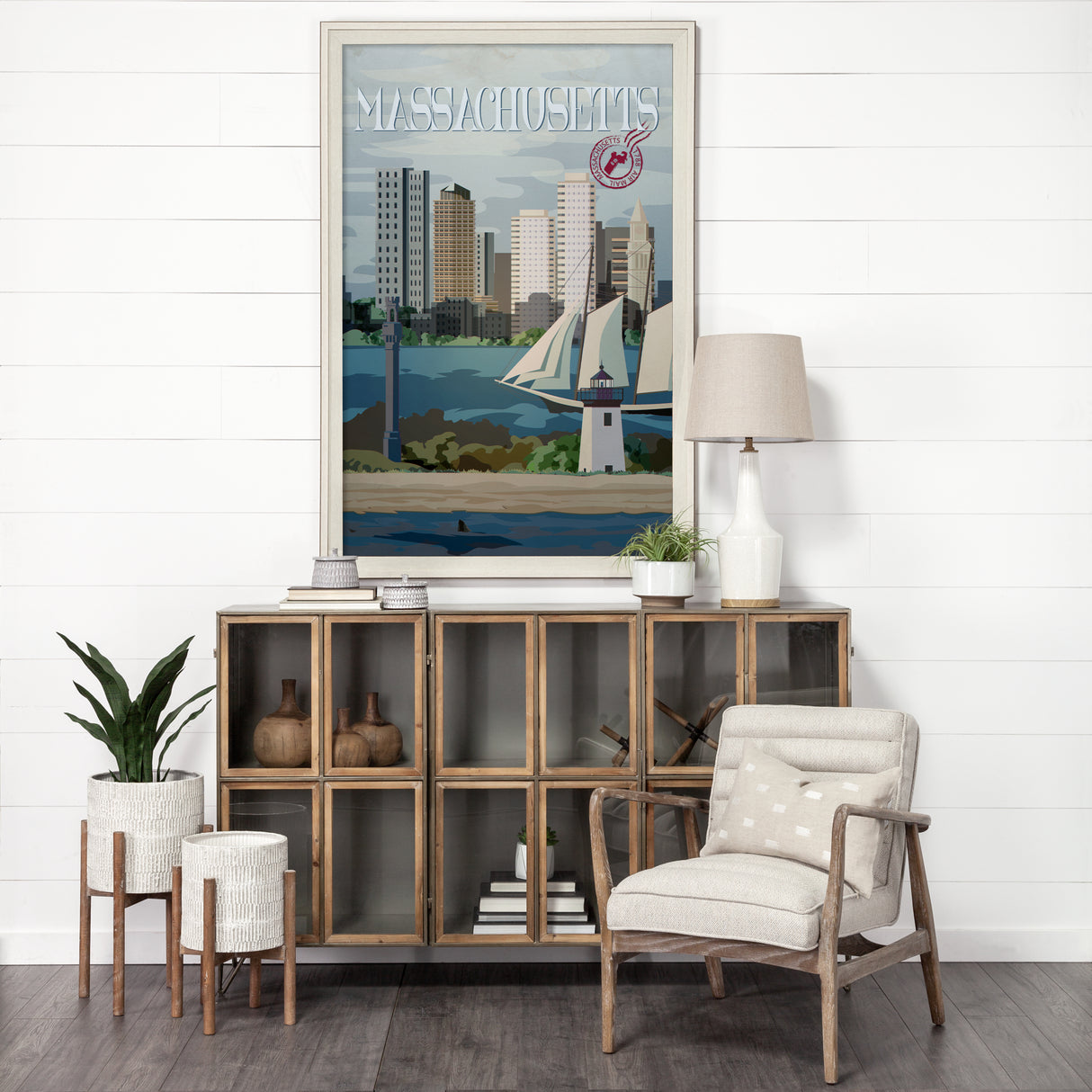 Massachusetts Go USA (XL) by Mercana Studio Hand Embellished Decograph Framed Art Print under Glass from Mercana - Luna Furniture