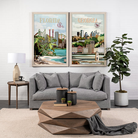 Florida Go USA (XL) by Mercana Studio a Hand Embellished Decograph Framed Art Print under Glass from Mercana - Luna Furniture