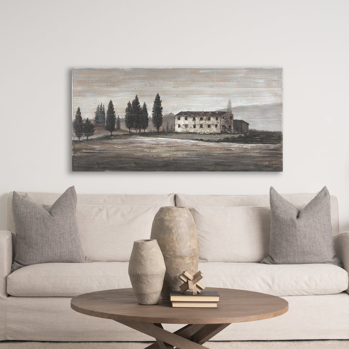 Tuscan Cypress 60x36 Hand Painted on Wood Oil Painting from Mercana - Luna Furniture