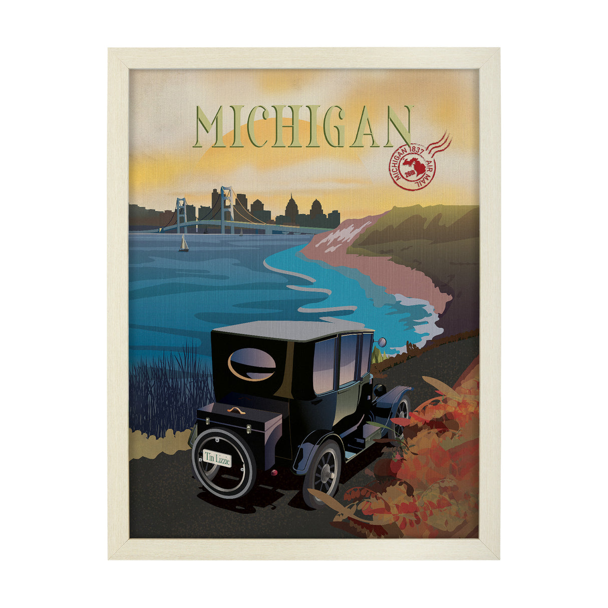 Michigan Go USA (L) by Mercana Studio a Hand Embellished Decograph Framed Art Print from Mercana - Luna Furniture