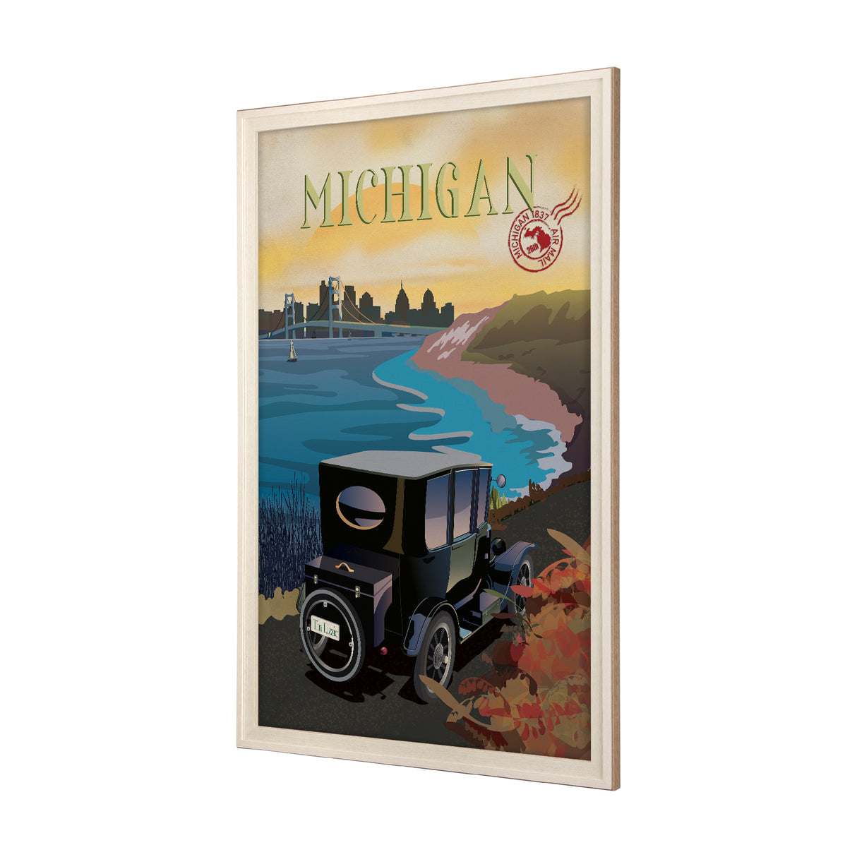 Michigan Go USA (XL) by Mercana Studio a Hand Embellished Decograph Framed Art Print under Glass from Mercana - Luna Furniture