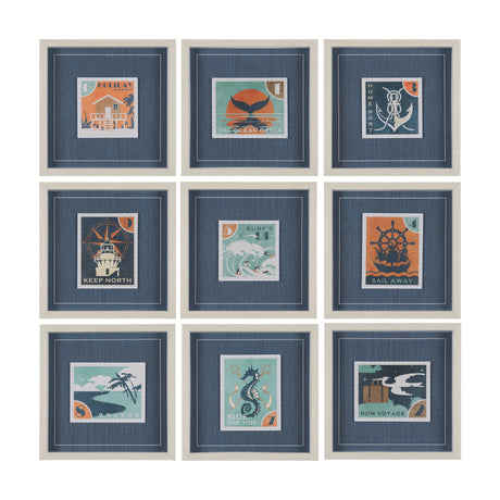 Bon Voyage (Set of 9) by Mercana Studio a Hand Embellished Framed Art Print Matted under Glass from Mercana - Luna Furniture