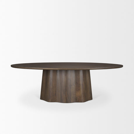 Jovani 94" Solid Dark Brown Mango Wood Oval Dining Table from Mercana - Luna Furniture