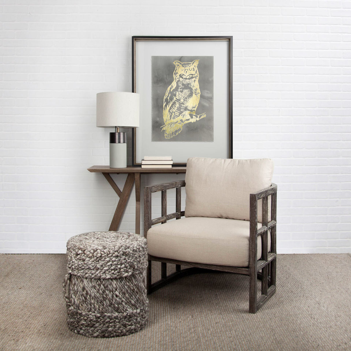Skylar I Cream Fabric Covered Cushioned Demi-Lune Wooden Frame Accent Chair from Mercana - Luna Furniture
