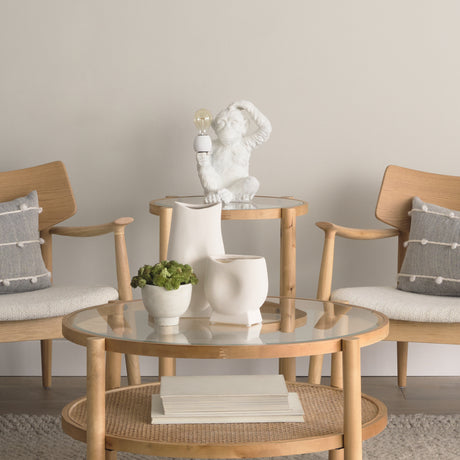 Simia (12"H) White Resin Playful Monkey Table Lamp from Mercana - Luna Furniture