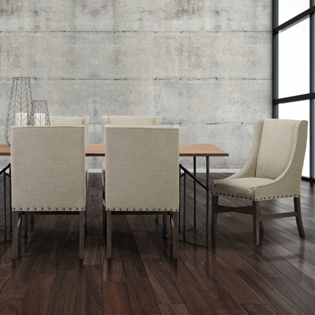 Kensington I Beige Fabric and Solid Wood Dining Chair from Mercana - Luna Furniture