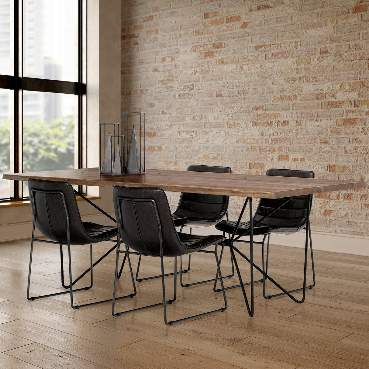 Thornton I Dark Brown Faux-Leather Seat Black Iron Frame Dining Chair, Set of 2 from Mercana - Luna Furniture