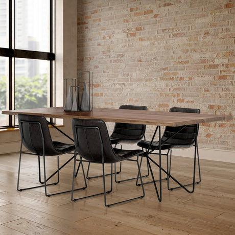 Thornton I Dark Brown Faux-Leather Seat Black Iron Frame Dining Chair, Set of 2 from Mercana - Luna Furniture