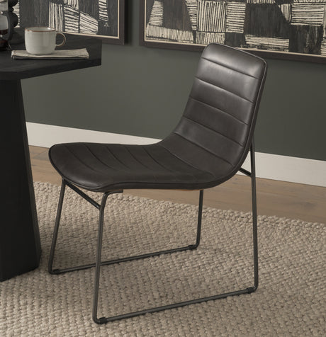 Thornton I Dark Brown Faux-Leather Seat Black Iron Frame Dining Chair, Set of 2 from Mercana - Luna Furniture