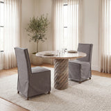 Elbert I Grey Fabric Slip-Cover Brown Wooden Base Dining Chair, Set of 2 from Mercana - Luna Furniture