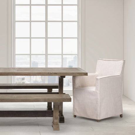 Elbert II Cream Fabric Slip-Cover Brown Wood Frame Dining Chair from Mercana - Luna Furniture