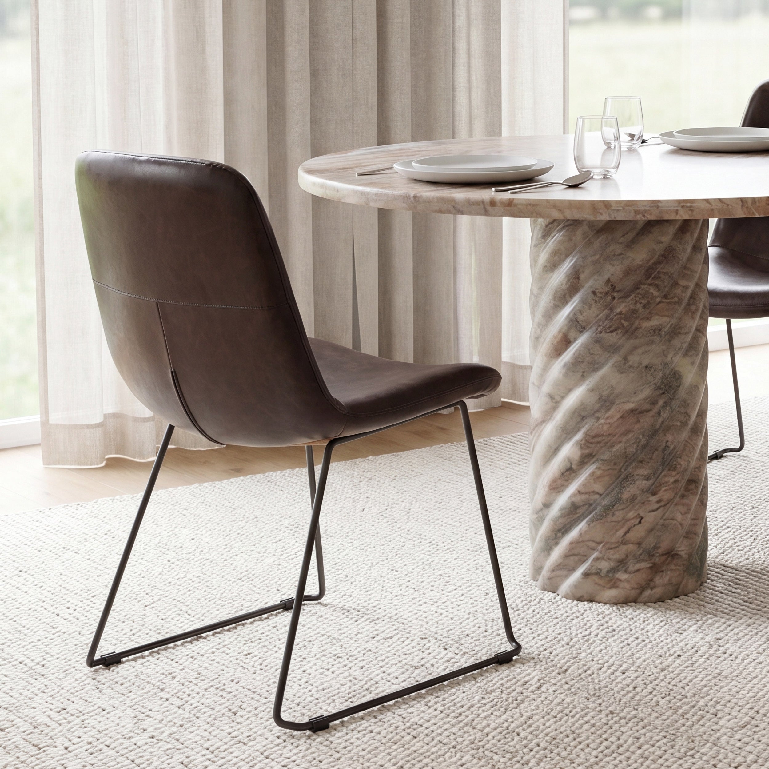 Mercana Sawyer I Dark Brown Faux-Leather Seat Black Iron Frame